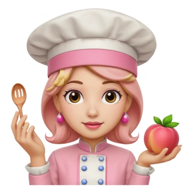 Pink chef hat princess peach with a hand sticker