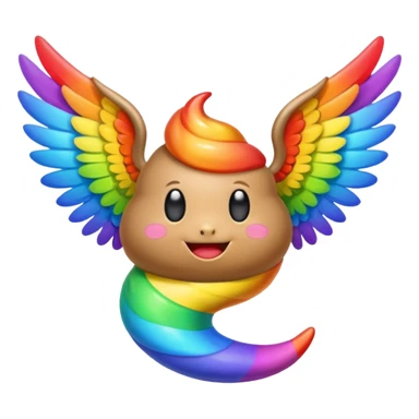 rainbow poop with wings sticker