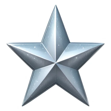 Sparkly glittery gray star y2k 3d icon, transparent background  sticker
