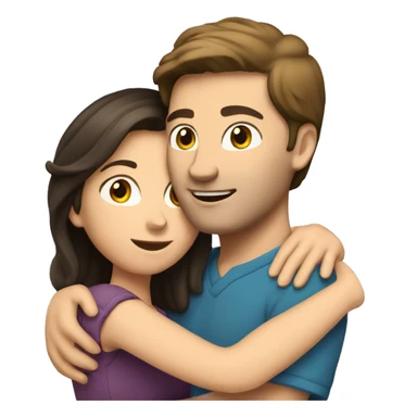 Caucasian brunette couple hugging sticker