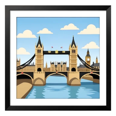 london bridge and big ben in apple emoji style sticker