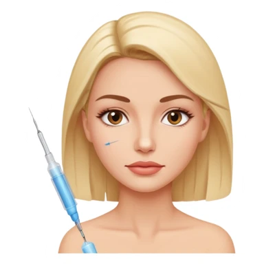 Woman taking a botox injection in the face sticker