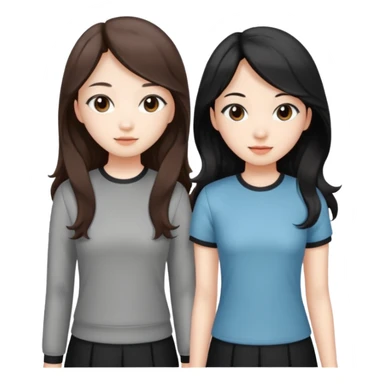 Two girls drinking they’re both Asian but one has wavy brown hair and the other has really long straight hair sticker