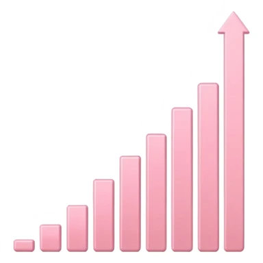 Pastel pink bar chart trending upward, sleek minimal lighting sticker