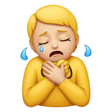 Sad emoji strangling himself sticker