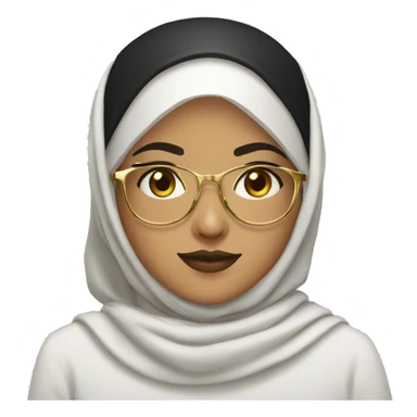 Algerian girl with black hijab and golden squared glasses sticker