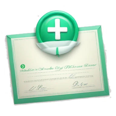 certificate with a pharmacy cross sticker