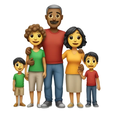 familia de papa, mama, dos niños y 2 mascotas sticker