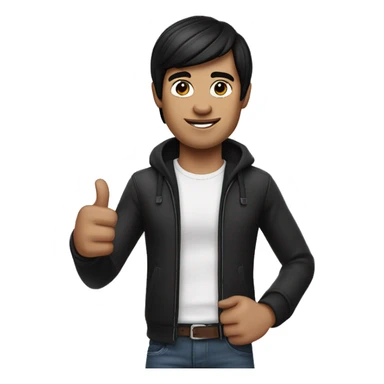 memoji of a black-haired man with white skin, about 25 year old , giving a thumbs up sticker