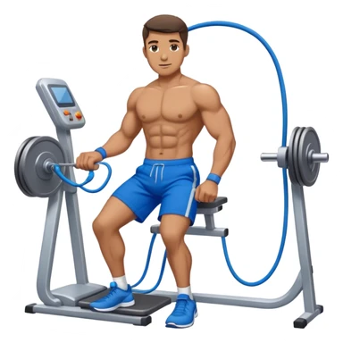 fit man with blue shorts using cable-machine sticker