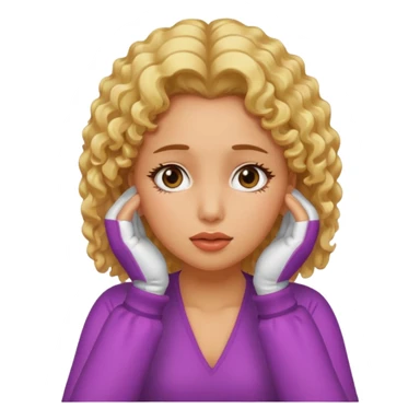 Face palm 80s girl long blonde hair with perm sticker