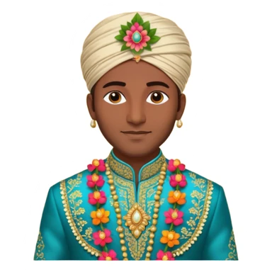 indian groom holding garland sticker