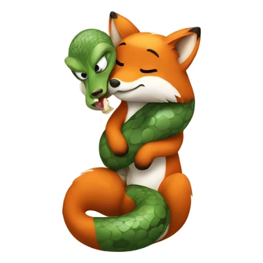 fox hugs snake sticker