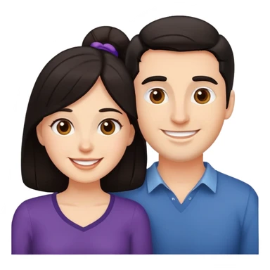 Happy Couple both with dark hair white people sticker
