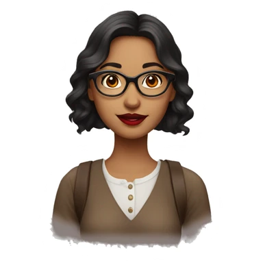 A indien beautiful girl with dark Brown hair with glasses and red lipstick sticker