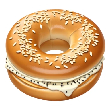 Sliced bagel with cream cheese spread on it sticker