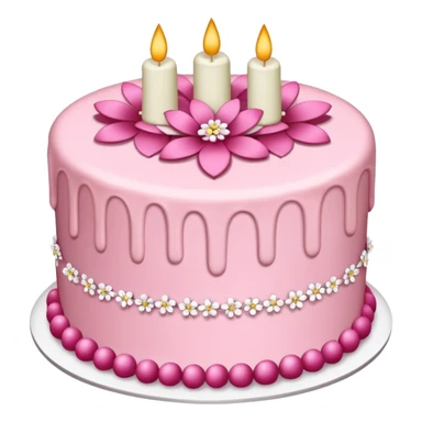 3 layer cake with pink frosting, crystals and flowers sticker