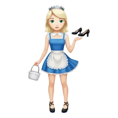 King, black hair, body, legst, blue eyes, shoes, maid blonde hair, green eyes, sexy white short sleveless dress, shoes sticker