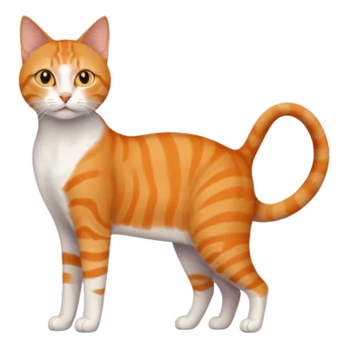 full body orange domestic shorthair slim cat with yellow/orange eyes and a white triangle pattern on his face playing sticker