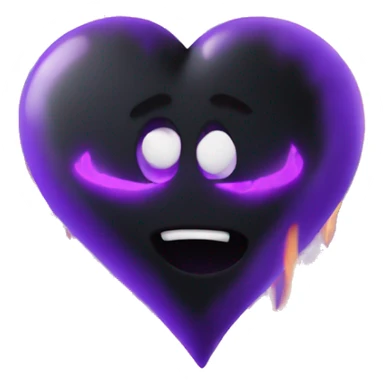 Black heart with purple flames sticker