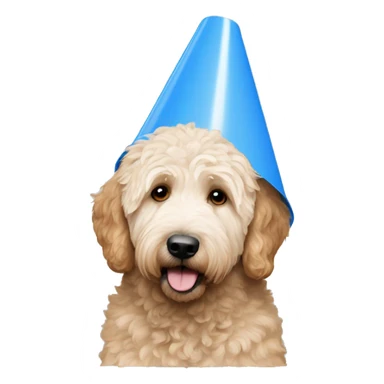 golden doodle wearing blue cone of shame  sticker