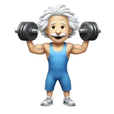 albert einstein happy in the gym with weights sticker