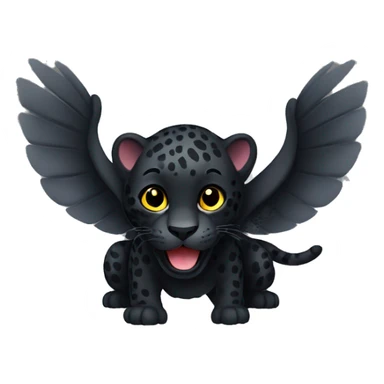 winged black leopard sticker