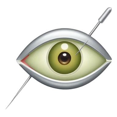 a sewing needle with thread through the eye of the needle. theres an olive garnish on the needle sticker