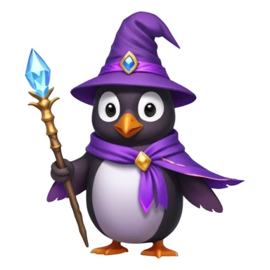 Purple wizard penguine sticker