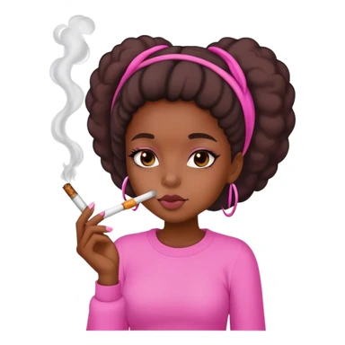 a cute black girl smoking a blunt wearing pink sticker