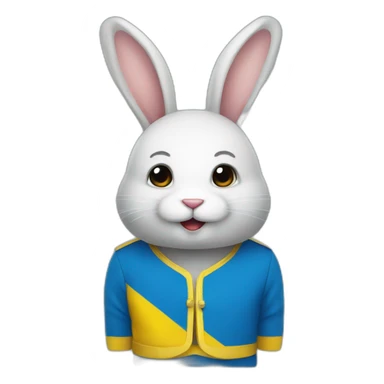 rabbit in a Ukrainian flag costume sticker