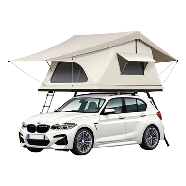 BMW M140i in white with roof tent  sticker