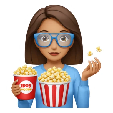 woman with 3d glasses, holding a bucket of popcorn sticker