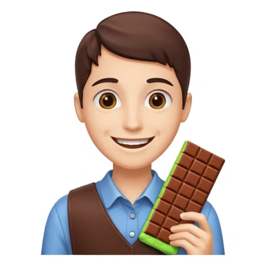 a chocolate bar being sold by a human sticker