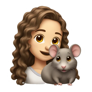 cute girl with long wavy brown hair with two rat sticker