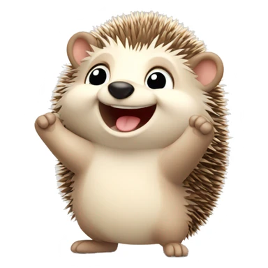 happy cute Hedgehog raising hand sticker