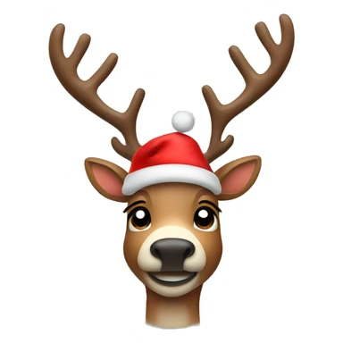 Reindeer with Christmas hat sticker