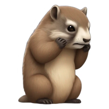 Une marmotte debout qui fait un calin a batman sticker