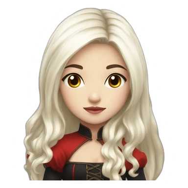 rpg-girl-with-long-white-hair-and-red-dress and black tights like chibi sticker