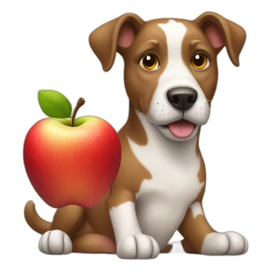 Dog with an apple sticker