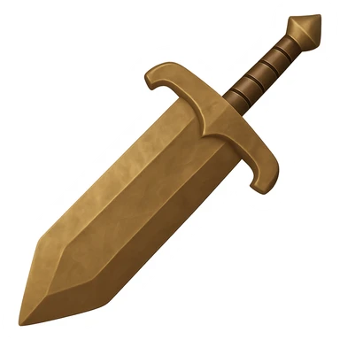 Make this sword into a greatsword by making the blade and guard wider, keep the bronze, worn look, no gems. The style should resemble the emoji style with a transparent background. sticker