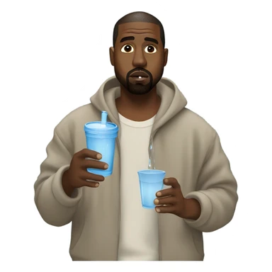kanye west holding a cup of water sticker