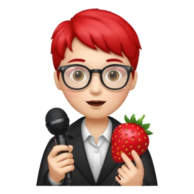 strawberry fruit be hand the mic glasses  sticker