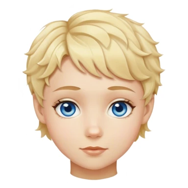 Girl with pixie cut wavy hair and blue eyes and a boy with blond hair and hazel eyes sticker