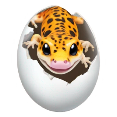Orange leopard gecko emerges from egg sticker