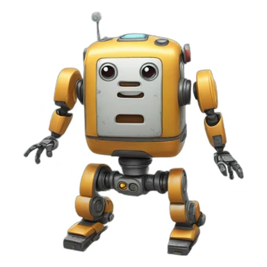 a cheerful multi-colored jumping robot sticker