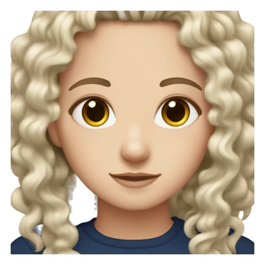 White girl with navy blue curly hair and brown eyes sticker