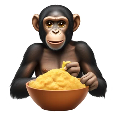 Chimp eating butter chicken  sticker