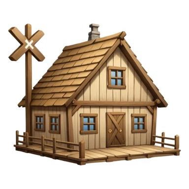 an inn with a big X on it sticker