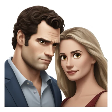 realistic photo of Henry Cavill holding hands with a beautiful woman  sticker